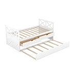 Lit de repos double en pin blanc avec tiroirs et lit gigogne