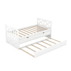 Lit de repos double en pin blanc avec tiroirs et lit gigogne