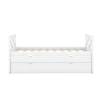 Lit de repos double en pin blanc avec tiroirs et lit gigogne