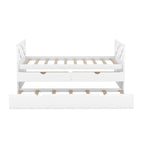 Lit de repos double en pin blanc avec tiroirs et lit gigogne