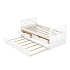 Lit de repos double en pin blanc avec tiroirs et lit gigogne