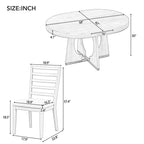 Ensemble de salle à manger vintage 5 pièces avec table à rallonge et 4 chaises
