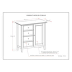 Bahut de rangement de style transitionnel en bois massif, 37 po de largeur - 37 larg. x 17 prof. x 36 haut.