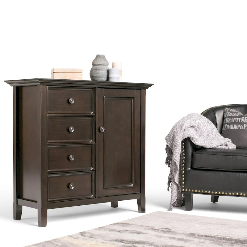 Bahut de rangement de style transitionnel en bois massif, 37 po de largeur - 37 larg. x 17 prof. x 36 haut.