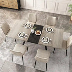 Table de salle à manger rectangulaire rétro avec plateau et plaque centrale noire embossée