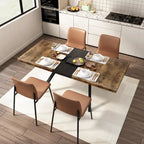 Table de salle à manger rectangulaire rétro avec plateau et plaque centrale noire embossée