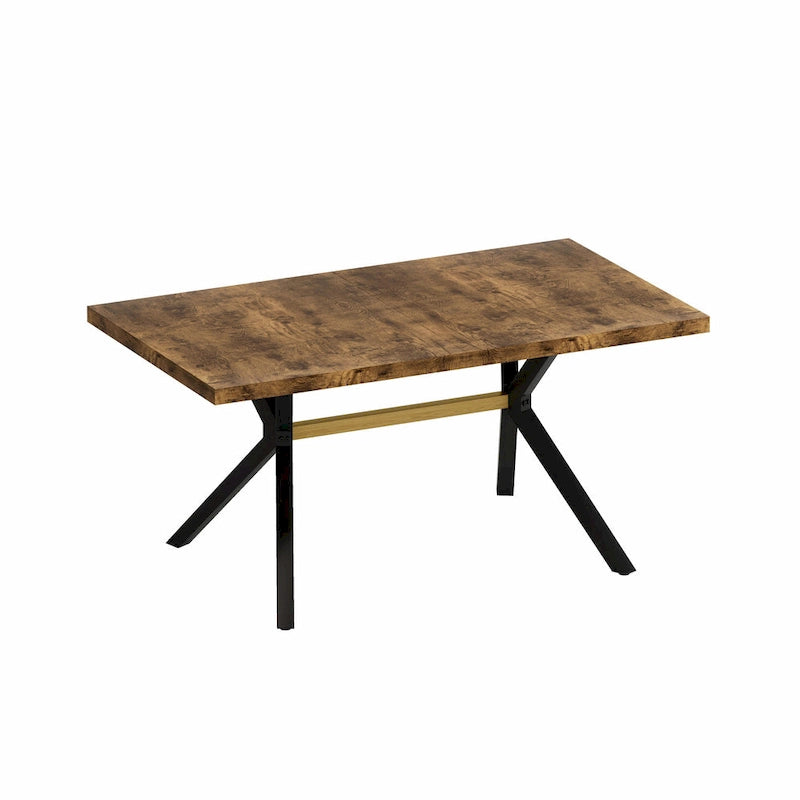 Table de salle à manger rectangulaire rétro avec plateau et plaque centrale noire embossée