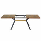 Table de salle à manger rectangulaire rétro avec plateau et plaque centrale noire embossée