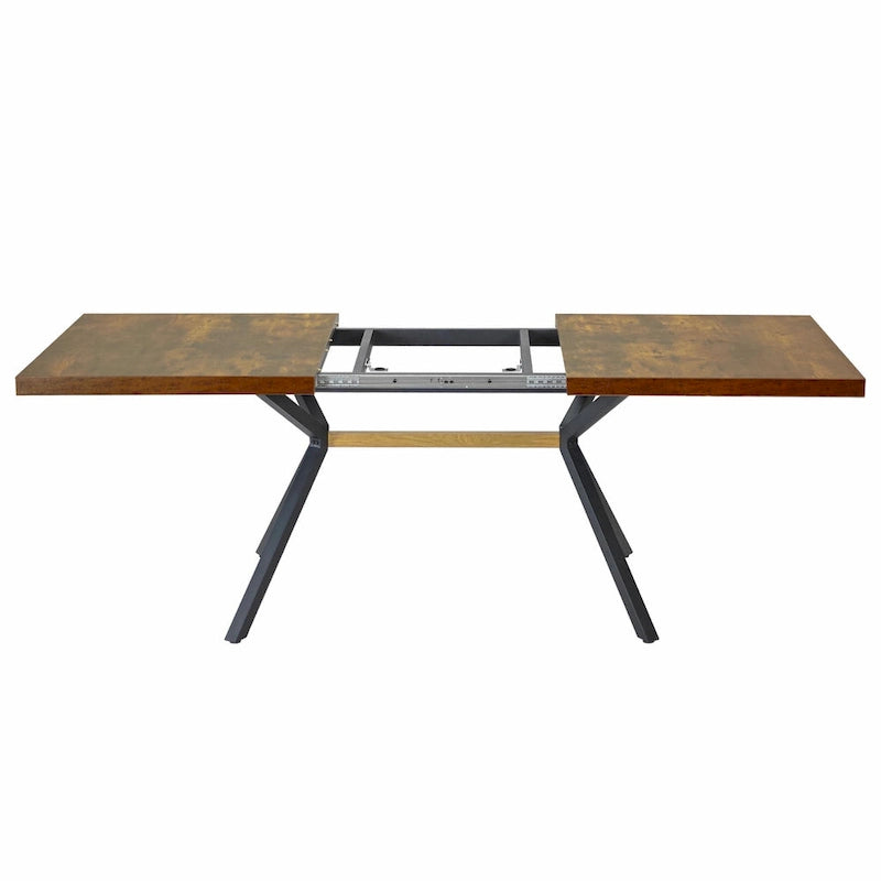 Table de salle à manger rectangulaire rétro avec plateau et plaque centrale noire embossée