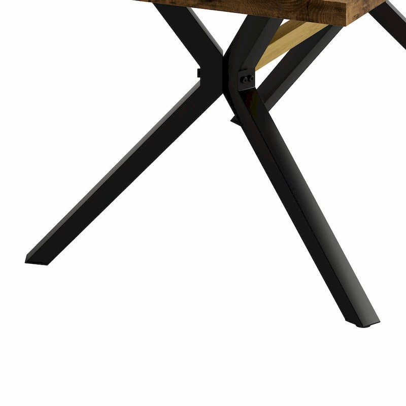 Table de salle à manger rectangulaire rétro avec plateau et plaque centrale noire embossée