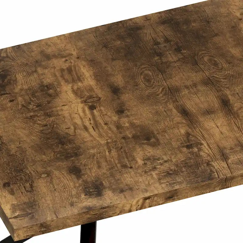 Table de salle à manger rectangulaire rétro avec plateau et plaque centrale noire embossée