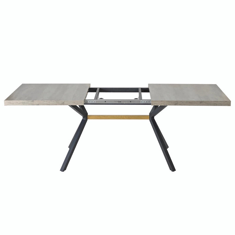 Table de salle à manger rectangulaire rétro avec plateau et plaque centrale noire embossée