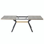 Table de salle à manger rectangulaire rétro avec plateau et plaque centrale noire embossée