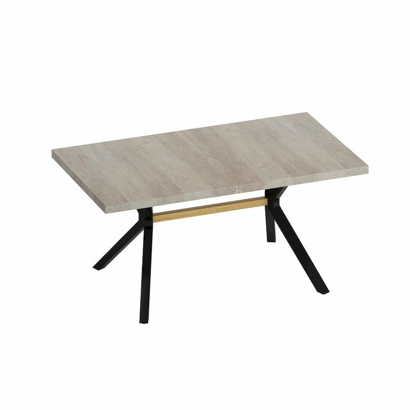 Table de salle à manger rectangulaire rétro avec plateau et plaque centrale noire embossée