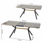 Table de salle à manger rectangulaire rétro avec plateau et plaque centrale noire embossée