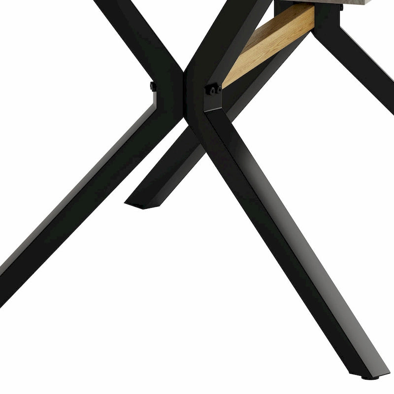 Table de salle à manger rectangulaire rétro avec plateau et plaque centrale noire embossée