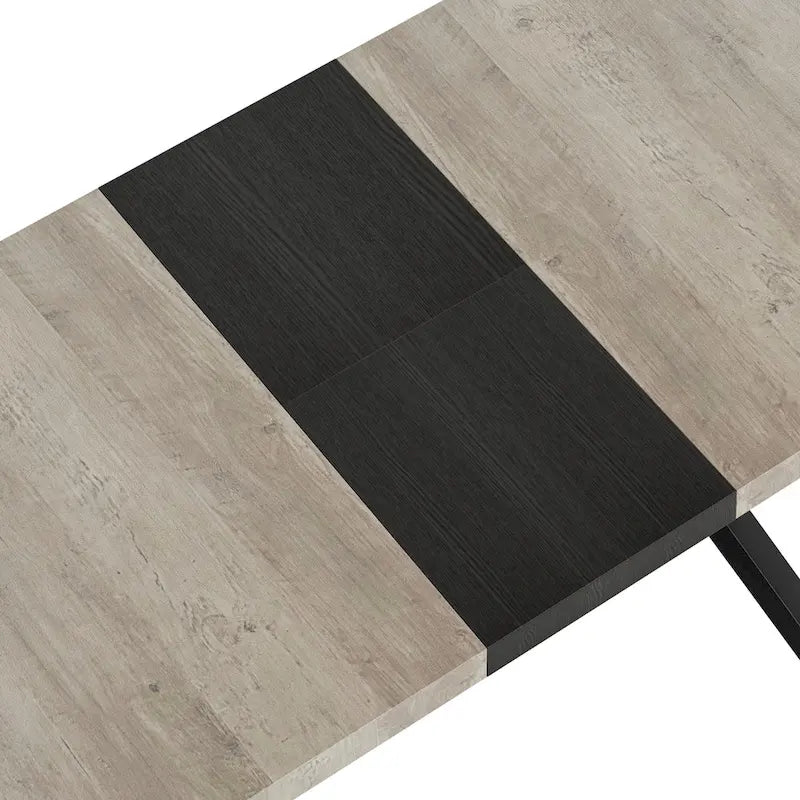 Table de salle à manger rectangulaire rétro avec plateau et plaque centrale noire embossée