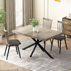 Table de salle à manger rectangulaire rétro avec plateau et plaque centrale noire embossée