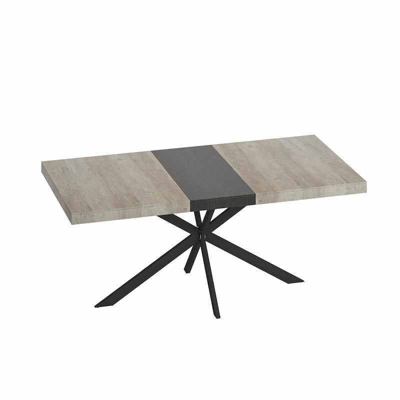 Table de salle à manger rectangulaire rétro avec plateau et plaque centrale noire embossée