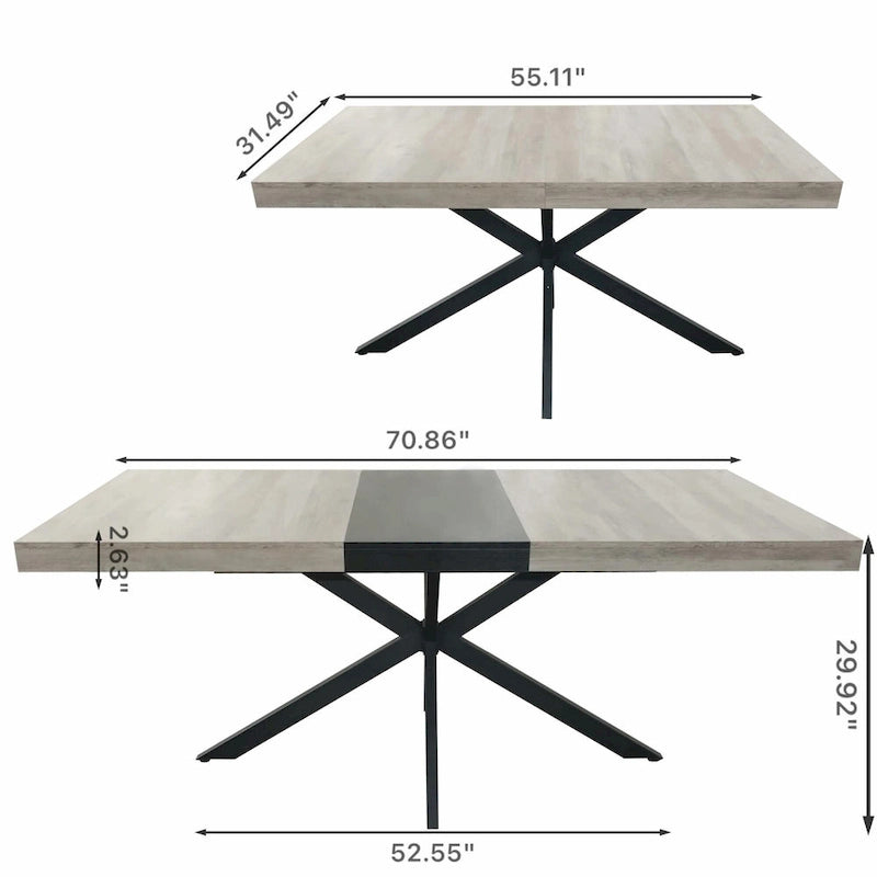 Table de salle à manger rectangulaire rétro avec plateau et plaque centrale noire embossée