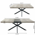 Table de salle à manger rectangulaire rétro avec plateau et plaque centrale noire embossée