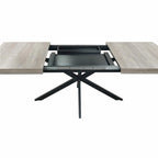 Table de salle à manger rectangulaire rétro avec plateau et plaque centrale noire embossée