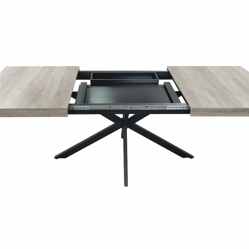 Table de salle à manger rectangulaire rétro avec plateau et plaque centrale noire embossée