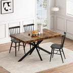 Table de salle à manger rectangulaire rétro avec plateau et plaque centrale noire embossée