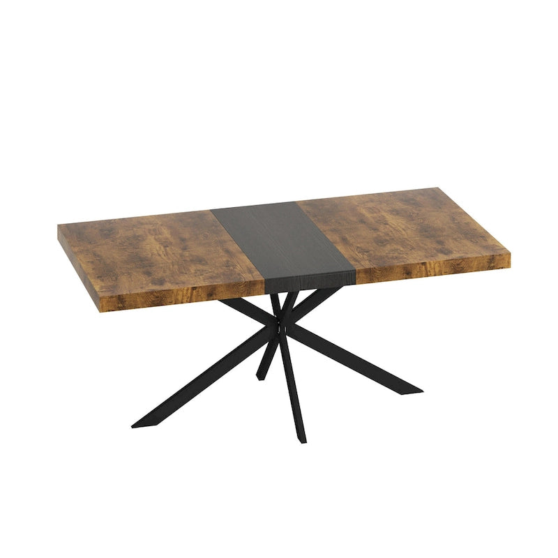 Table de salle à manger rectangulaire rétro avec plateau et plaque centrale noire embossée
