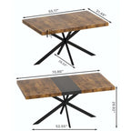 Table de salle à manger rectangulaire rétro avec plateau et plaque centrale noire embossée