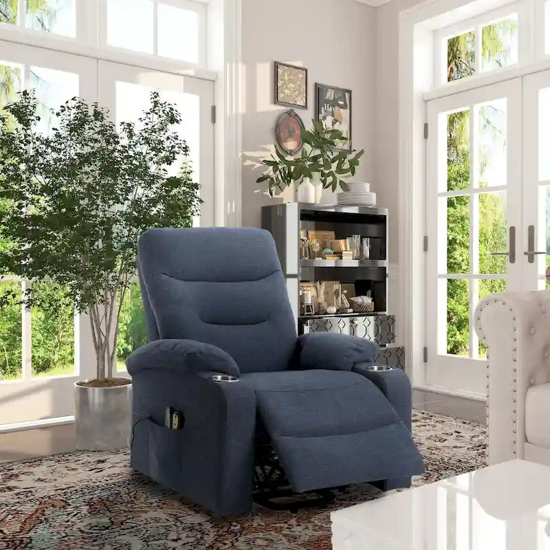 Fauteuil inclinable de massage électrique rembourré avec porte-gobelet