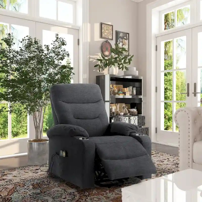 Fauteuil inclinable de massage électrique rembourré avec porte-gobelet
