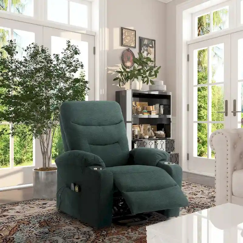 Fauteuil inclinable de massage électrique rembourré avec porte-gobelet