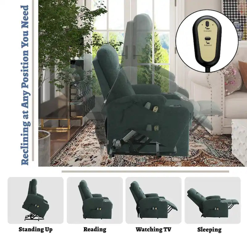 Fauteuil inclinable de massage électrique rembourré avec porte-gobelet
