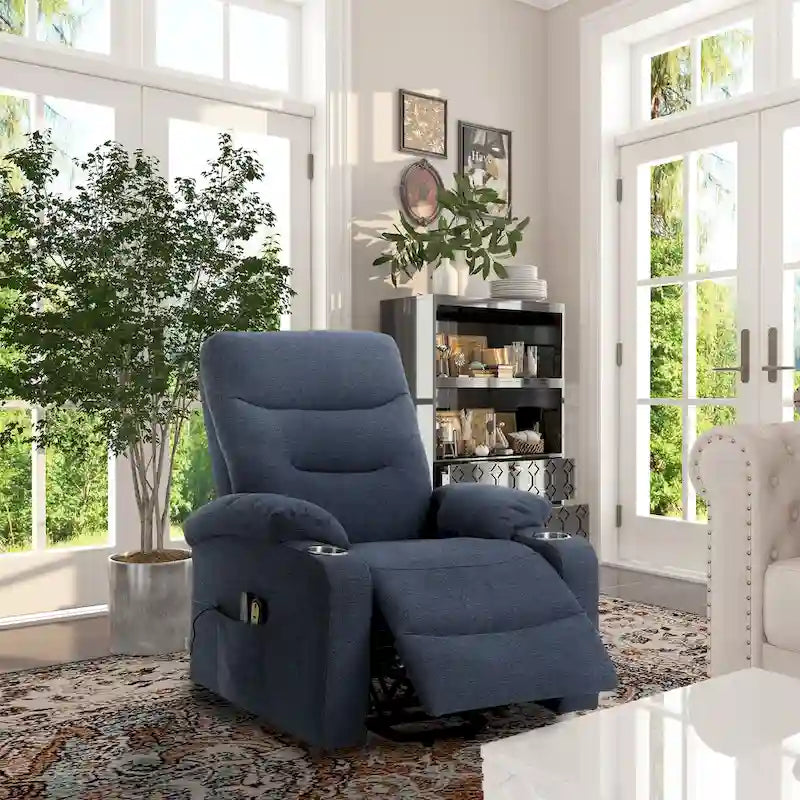 Fauteuil inclinable de massage électrique rembourré avec porte-gobelet
