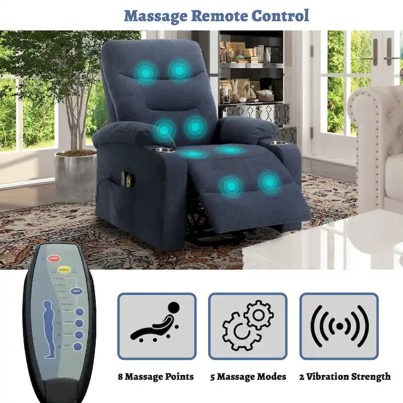 Fauteuil inclinable de massage électrique rembourré avec porte-gobelet
