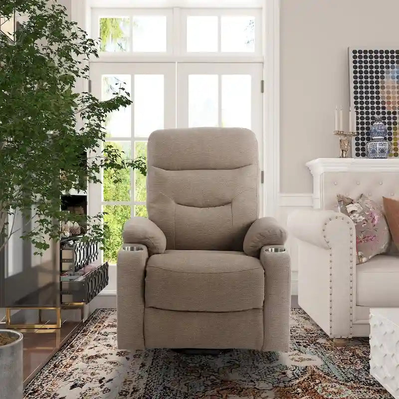 Fauteuil inclinable de massage électrique rembourré avec porte-gobelet