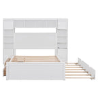 Lit double en bois avec armoire et étagère intégrées, expresso