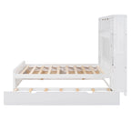 Lit double en bois avec armoire et étagère intégrées, expresso