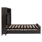 Lit double en bois avec armoire et étagère intégrées, expresso