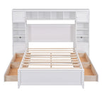 Lit double en bois avec armoire et étagère intégrées, expresso