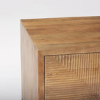 Table d'appoint 2 tiroirs en bois massif marron clair avec cadre en fer noir - 22L x 22P x 26H