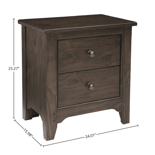 Table de chevet en bois de style ferme à 2 tiroirs, marron