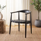 Fauteuil d'appoint en cuir tressé et bois massif (entièrement assemblé) - L63,5 x P56 x H56 cm - 63,5x56x56 cm