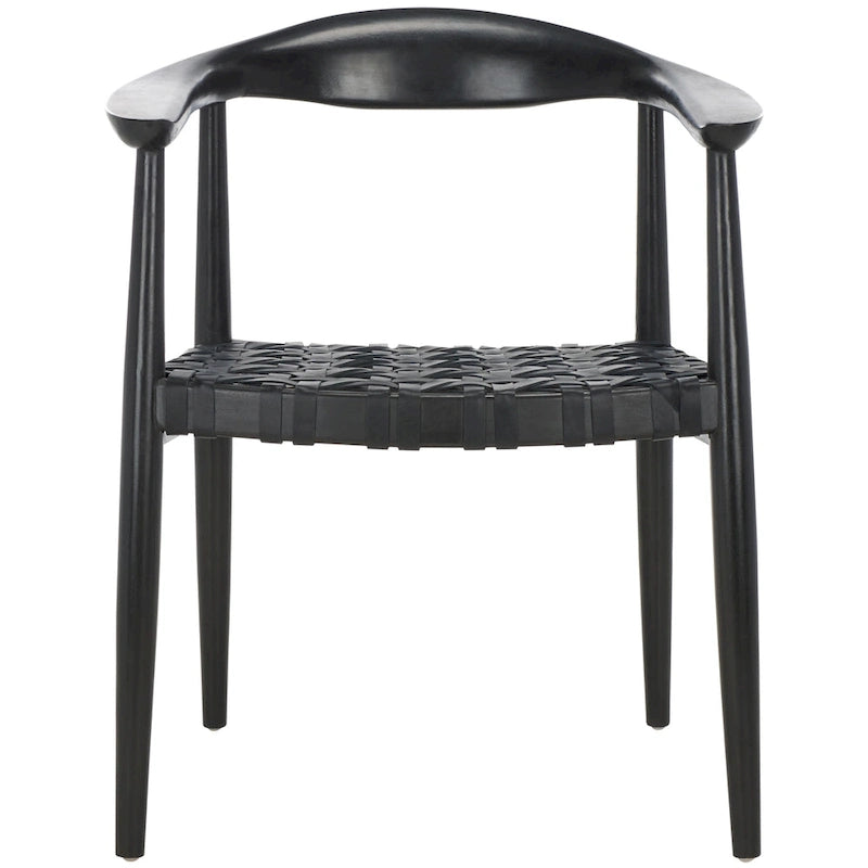 Fauteuil d'appoint en cuir tressé et bois massif (entièrement assemblé) - L63,5 x P56 x H56 cm - 63,5x56x56 cm