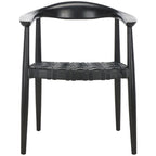Fauteuil d'appoint en cuir tressé et bois massif (entièrement assemblé) - L63,5 x P56 x H56 cm - 63,5x56x56 cm