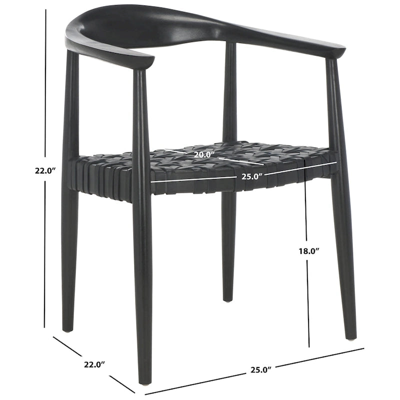 Fauteuil d'appoint en cuir tressé et bois massif (entièrement assemblé) - L63,5 x P56 x H56 cm - 63,5x56x56 cm