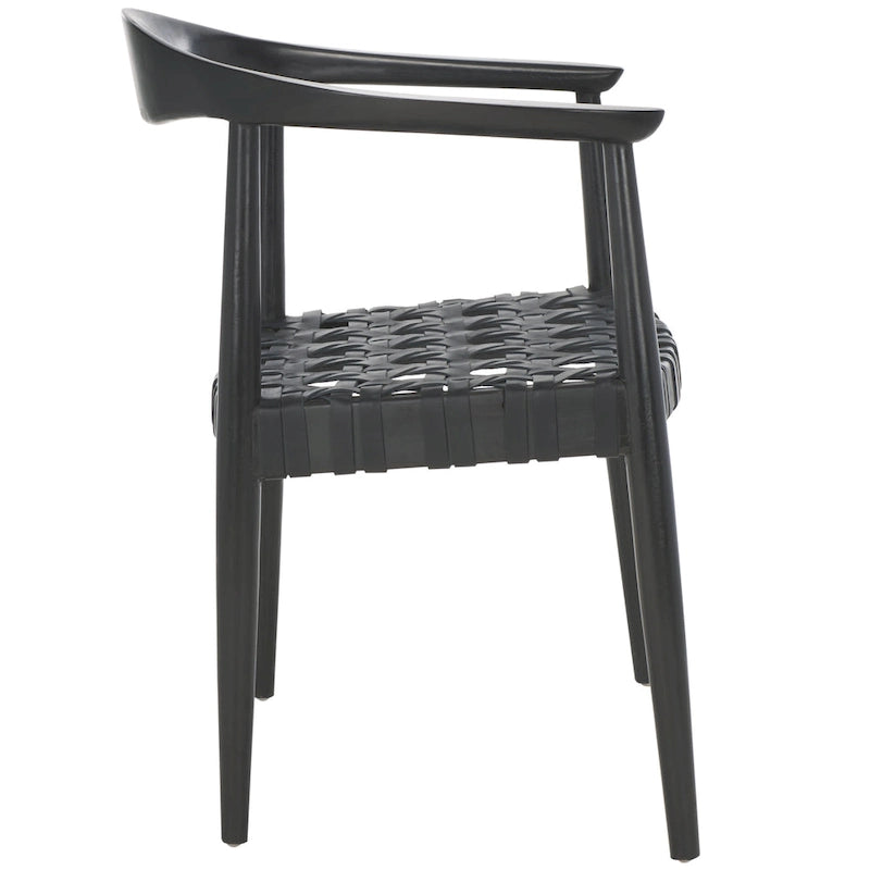 Fauteuil d'appoint en cuir tressé et bois massif (entièrement assemblé) - L63,5 x P56 x H56 cm - 63,5x56x56 cm