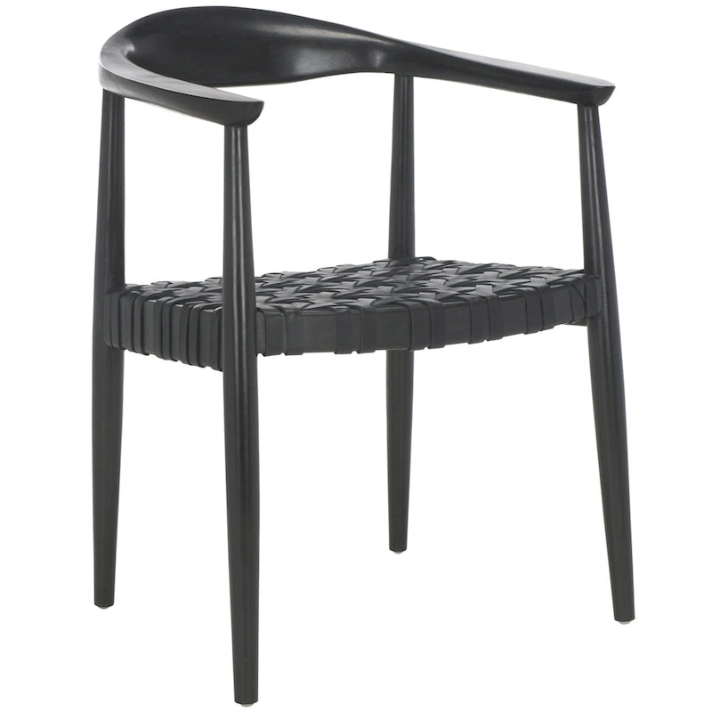 Fauteuil d'appoint en cuir tressé et bois massif (entièrement assemblé) - L63,5 x P56 x H56 cm - 63,5x56x56 cm