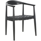 Fauteuil d'appoint en cuir tressé et bois massif (entièrement assemblé) - L63,5 x P56 x H56 cm - 63,5x56x56 cm